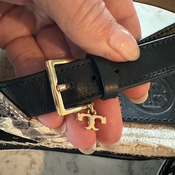 Tory Burch Espadrilles High Platform Black and Snake Skin color sz 8.5 (8 1/2) - Picture 14 of 16